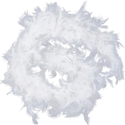 GORGECRAFT 210cm Boas de Plumes Blancs,Chandelle Plumes de Dinde Mardi Gras Boa Moelleux,Accessoire de Déguisement pour Idées de Fête Preppy Mariage,années...