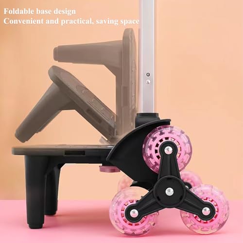 Rucksack-Trolley mit Rädern, faltbare Sackkarre aus Aluminiumlegierung, mit 6 Rädern und Gepäckgurt für Rucksäcke und Reisegepäck (Schwarz-L03)