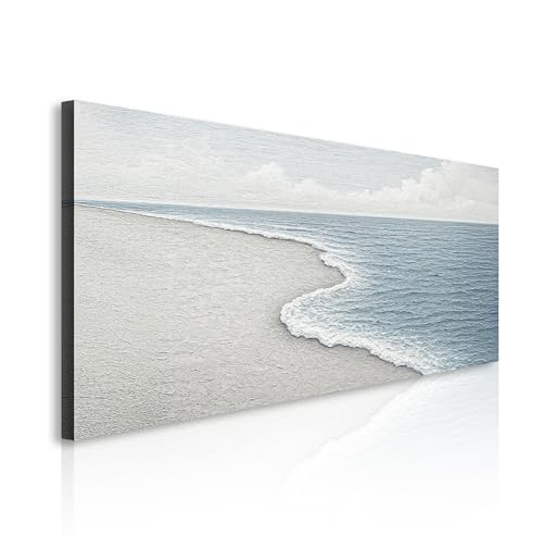 TAILORED CANVASES Abstract Beach Canvas – Coastal Ocean Waves Wall Decor for Living Room or Office, Modern Seaside Art Print, Minimalist Theme, Nautical Accent, Beachy Style Home Decoration 10x20