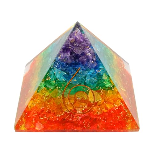 Image of 7-Chakra Pyramid | 2-Inch | Chakra Balancing Pyramid for Meditation, Energy Healing, and Spiritual Practices | Handcrafted with Genuine Gemstones