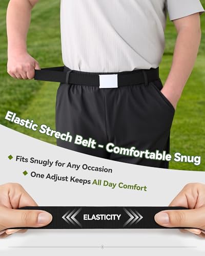 Image of Mile High Life Stretch Canvas Belt for Men, Golf Casual Elastic Web Belt, Top Military Buckle, Adjustable Cut to Fit