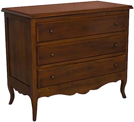 CASSETTIERA PROVENZALE SETTIMINO IN LEGNO NOCE SCURO ARTE POVERA CON Maniglie Infinito Oro Lucido - Foto 11