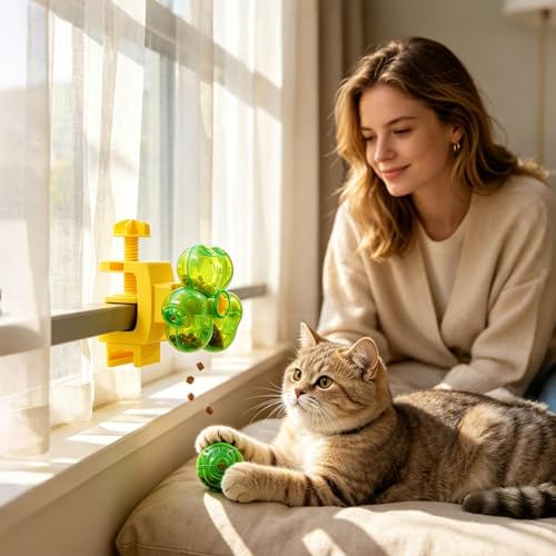 Jouet interactif pour chat contre l'ennui avec base ventouse - 4