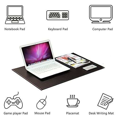 KINGFOM Desk Pad & Mat 24" x 18" Protector Large Mouse Pad PU Leather for Desktops and Laptops (Black)