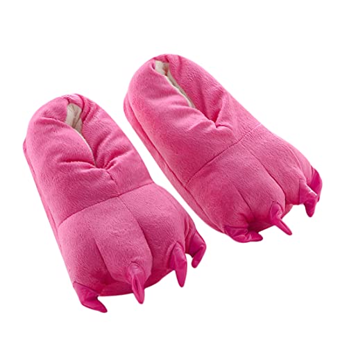 Barrageon Niño Zapatillas Zapatos Adulto de Animal Garras Traje Disfraz Pata para Felpa Suave Algodón Slippers Otono Invierno Espesar Calido Rosa EU 23-33