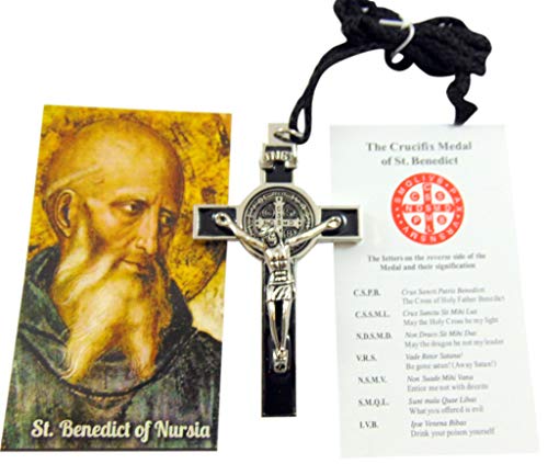 Westman Works St Benedict Crucifix Necklace with Holy Card and Prayer Metal Cross Pendant, 3 Inch