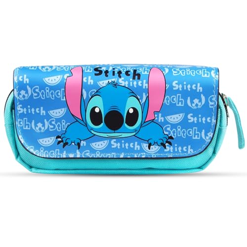 Tuofang Estuche para Lápices Stitch, Stitch Estuche Escolar, Stitch Portalápices para Niños, Estuche de Moda Stitch con 2 Compartimentos