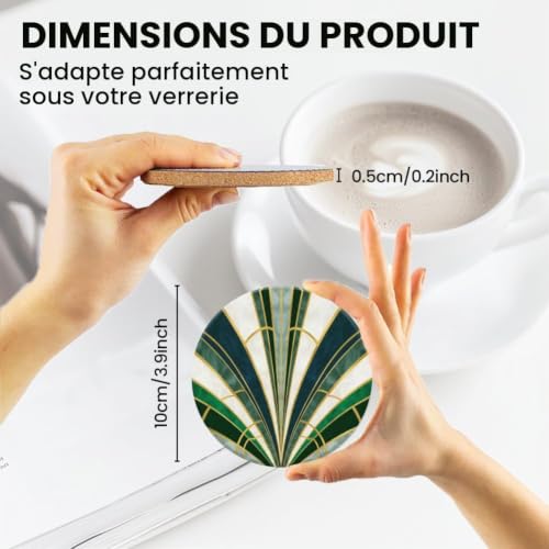 ANATTASOUL 9 Pièces Floral Vert à Bord doré Muster Coaster pour Maison – vue 3