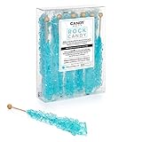 Candy Envy Light Blue Rock Candy Crystal Sticks - Cotton Candy Flavored - 12 Indiv. Wrapped