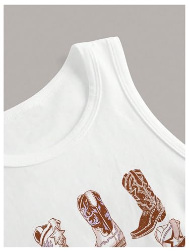 WDIRARA Women's Graphic Sleeveless Crop Tank Tops Crew Neck Western Rodeo Cowgirl Shirt4