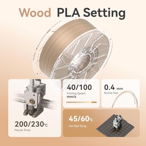 Image of Chitu Systems Conjure Wood PLA Filament 1.75mm, Using Reusable Spool Compatible with Bambu Lab Refill Filament, White Oak 2KG Spool, Dimensional Accuracy + /-0.02mm, 3D Printing Filament Bundle