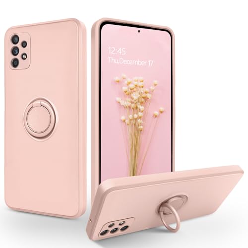 SouliGo Phone Case for Samsung Galaxy A52s 5G, Galaxy A52 4G 5G Case, Slim Silicone Soft Rubber Shockproof 360° Ring Kickstand Hybrid Hard Protection Car Mount Support Girls Women Boys Cover Pink by SouliGo - Used condition - CA$6.24
