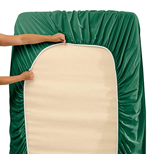 Image of Hearth & Harbor Extra Deep Pocket Sheets - 4 Piece Hotel Luxury Bed Sheets Set Fits Up to 24 inch Mattress - Ultra Soft Luxury Bed Sheet Set - Soft & Breathable, Full, Hunter Green | 4 Piece Bed Sheet Set, Ultra Soft & Breathable, Fits Up to 24 inch Mattress, Hotel Luxury