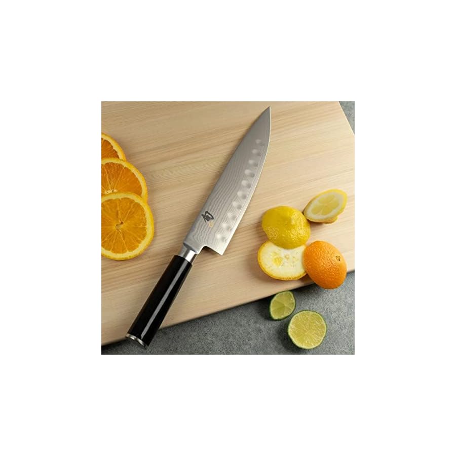 Shun Classic 8" Hollow Ground Chef's Knife, Handcrafted Japanese Knife, VG-MAX Core with Damascus Stainless Steel Cladding, Pakkawood Handle, High Quality Chef Knife for Professional and Home Chefs