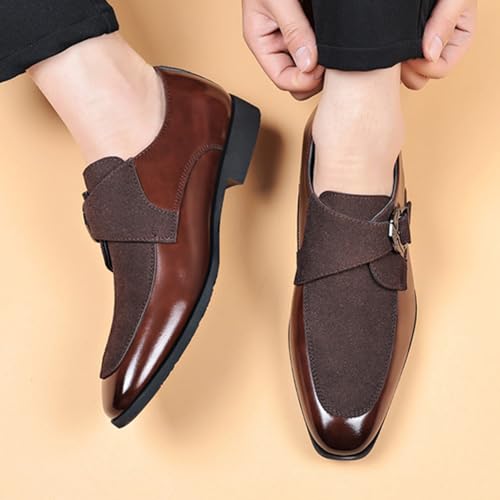 Men's Dress Shoes Formal Driving Loafer Oxfords Shoes Slip On Wedding Party Shoes Darkbrown UK 10.5 - Image 3