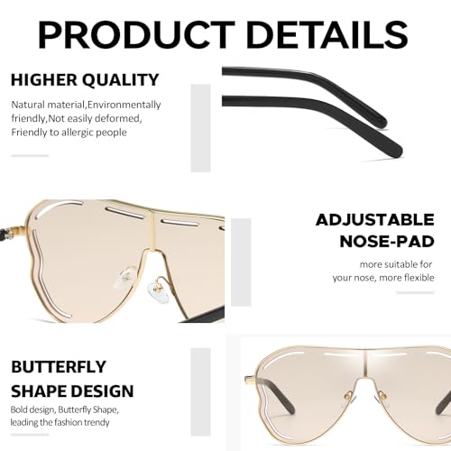 Chicid Oversized Sunglasses for Women, Classic Butterfly Big Frame UV400 Protection Trendy Shades4
