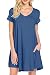 MOLERANI Women's Casual Plain Simple Pocket T-Shirt Loose Dress (2XL, Beja Blue)