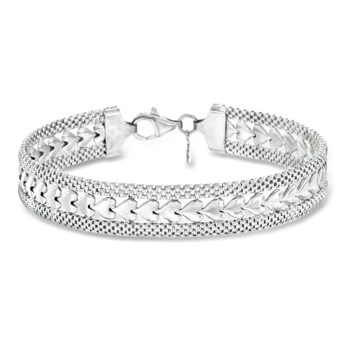 Image of Ross-Simons Italian Silver Heart Motif Bracelet