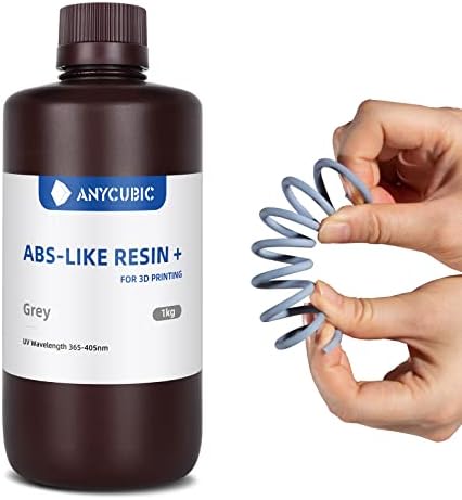 ANYCUBIC 3D Printer Resin, Upgraded ABS-Like Resin, 405nm UV Resin with High Precision and Fast Curing, Hardness and Toughness Photopolymer Resin for 8K Capable LCD DLP 3D Printer(1kg, Gray))