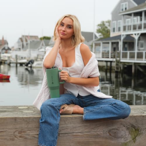 Image of HydroJug Traveler 40oz, Insulated Tumbler with Handle & Straw, Sage