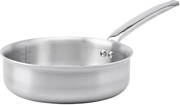 DE BUYER - ALCHIMY 3-Layer Stainless Steel saute pan with Straight Edges - 24 cm - Made in France, PFAS Free, Cooking Control, 18/10 Stainless Steel, Suitable for All Heat Sources and ovens, Polished