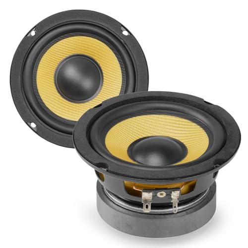 VONYX 2x WK10 4-Inch Kevlar Replacement Midbass HiFi Speaker Drivers, 75W RMS, 8 Ohms, Heat-Resistant Voice Coil, High-Power Output for Audio System Upgrades