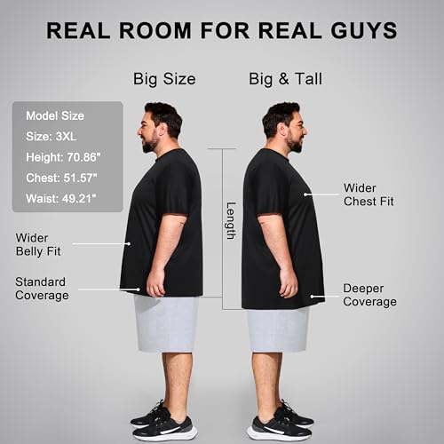 UEEKO Big & Tall T Shirts for Men 5 Pack, Moisture Wicking Dry-Fit Workout Tees, Comfort Fit Short Sleeve for Oversize, Great for Gym Running Casual Undershirts, Black XL by UEEKO - Used condition - Image 3