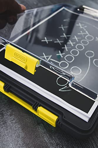 Image of Dexas Clearview Clipcase Clipboard, 13.75 x 9.5 in, Gray /Yellow. See Papers Clearly Outdoors, Stay Organized and Dry. Ideal for Coaching, Teaching, homeschooling, Art, Trades, and Medical pros.