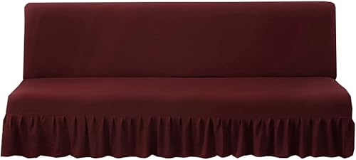 Miniatura 10 de Funda elástica para futón sin brazos, tamaño matrimonial con falda con volantes, funda de sofá plegable lavable y plegable con parte inferior