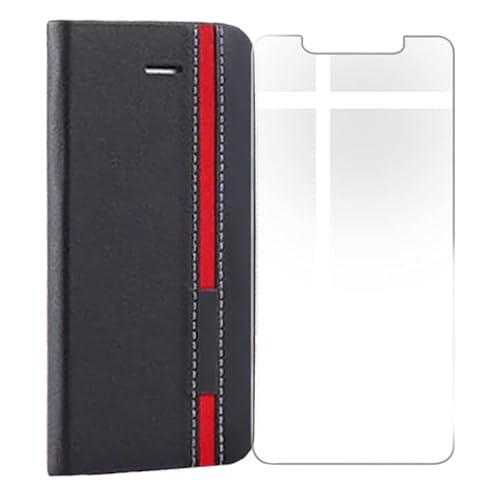 KJYFOANI Capa carteira Oukitel WP26 + protetor de tela de vidro temperado, capa flip de couro com su