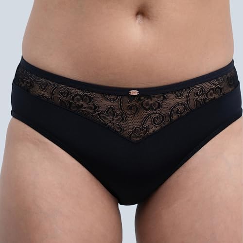 Image of SOIE Women's Full Coverage Padded Bra and Mid Rise Brief with Lace Detailing