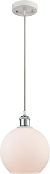 Innovations 516-1P-WPC-G121 Athens 1 Light Mini Pendant Part of The Ballston Collection, White and Polished Chrome