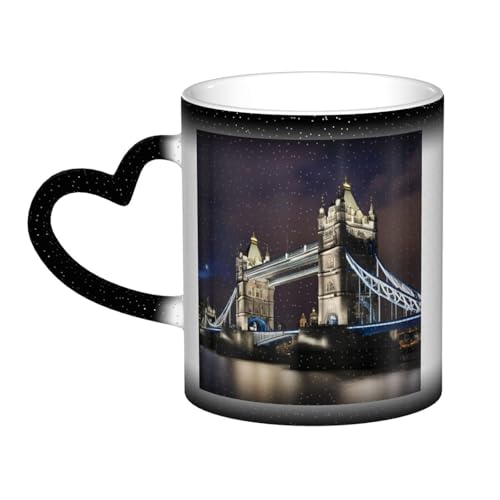 Image of Tamiger Tower Bridge in London Print Starry Sky Color Changing Mug Ceramic Coffee Mug Home Office Daily Use Accessory