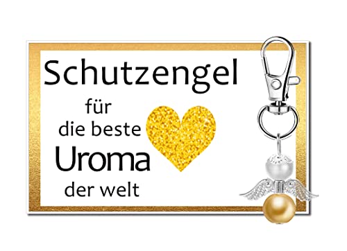 MKISHINE Schutzengel Schlüsselanhänger Geschenke für Uroma von Enkelin Enkeln Uroma Geschenke -Geburtstagsgeschenk Uroma Personalisierte Großelterntag Erntedankfest Weihnachtsgeschenke Uroma