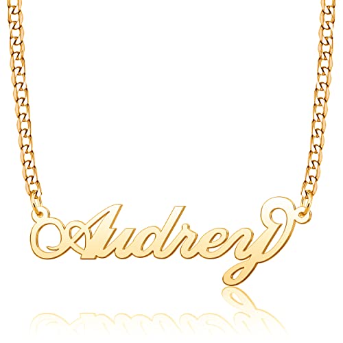 Pugster Custom Name Necklace Customizable Name Necklace for Women Name Plate Necklaces with Names
