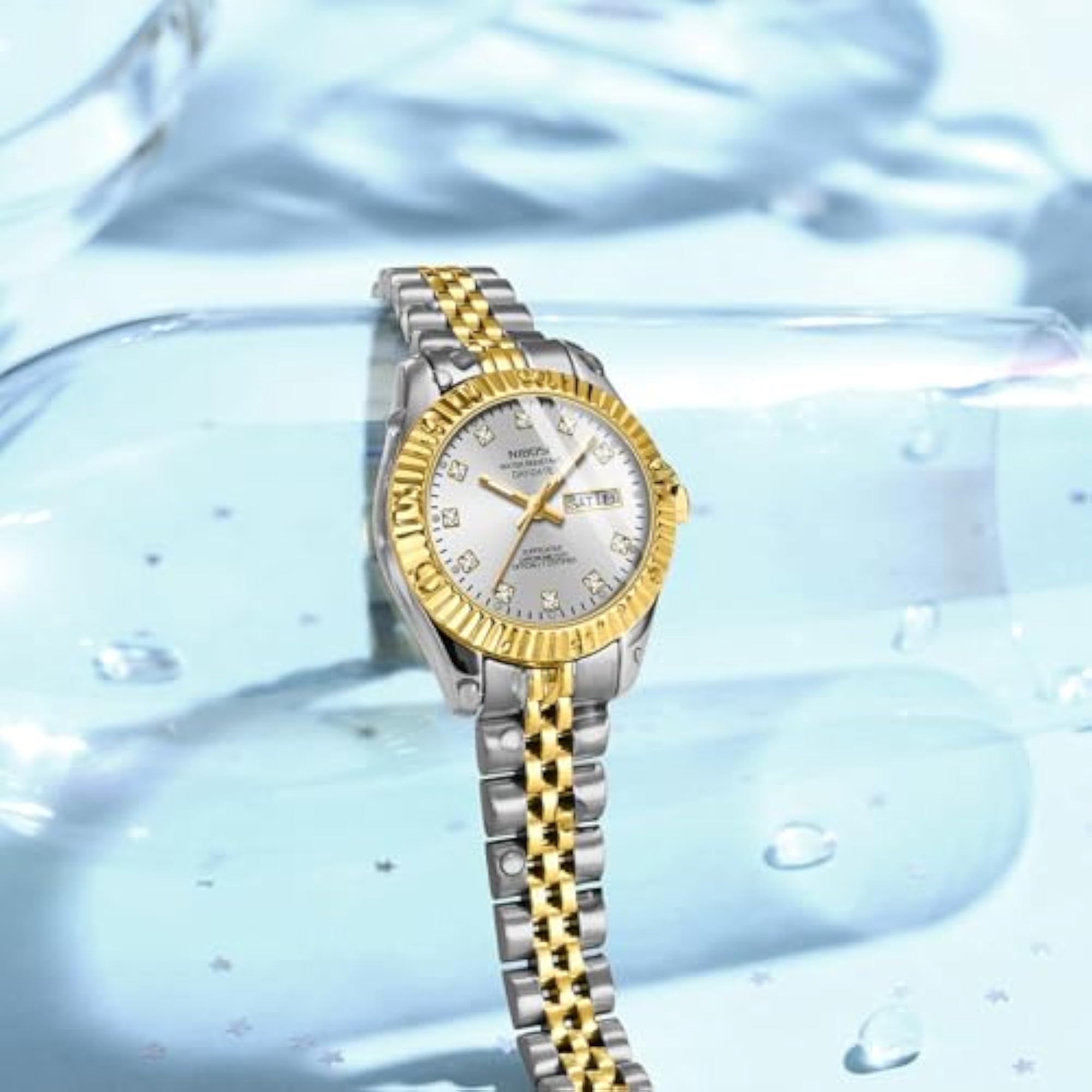 Women's Classic Analog Quartz Stainless Steel Diamond Watch, Rose Gold