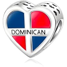 Dominican Flag Heart Charm 925 Sterling Silver Charms Fit Women Bracelet And Necklaces Bead Charm Pendant Jewelry Gifts For Family Friends