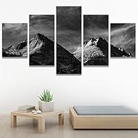SIGNWIN 5 Panel Canvas Wall Art Monochromatic Mountains for Home Decorations Ready to Hang - 60