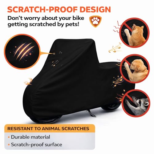 Image of Puroma-Pro Heavy Duty Waterproof Bike Cover Compatible for Shine Bikes - Outdoor Motorcycle Cover Windproof Buckle, UV Protection & Dust Resistant Full Body Cover
