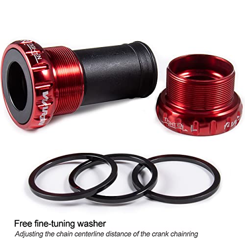 Viaron Bike Bottom Bracket 68-73Mm Threaded Type Crankset Bearing Bb91 Bc1.37 * 24T Suitable For Mountain Bike Road Bike Folding Bike (Red) #TOP3