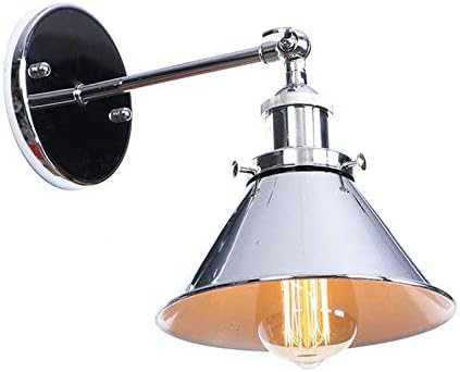 LITFAD Industrial Vintage Adjustable Wall Light Fixture 1 Light Conical Wall Lamp Metal Loft Style Wall Sconce Mounted Lighting Fixture in Nickel for Bedside Hallway Hotel Kitchen