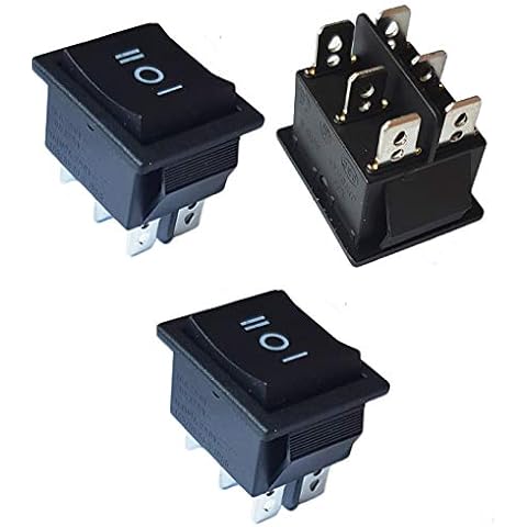 16A 250 VAC 3 Packs of ON-Off-ON Rectangle Square Rocker Switch Button Car Vehicle Boat Dashboard Switches (3, 6 Pin 3 Way-Black-Square) Cover