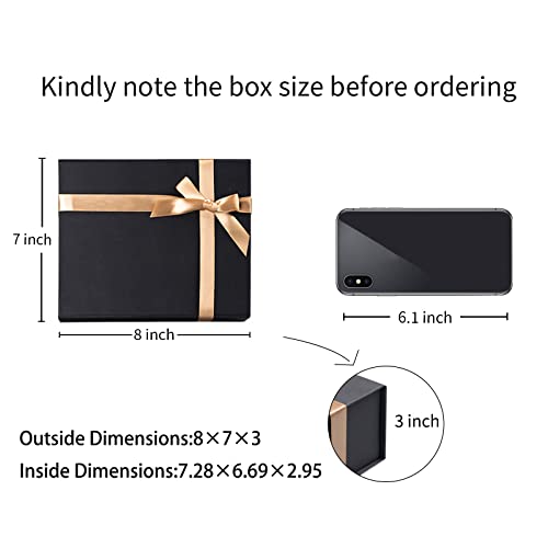 Image of LIFELUM Gift Boxes 4 Pack 8 x 7 x 3 Black Gift Boxes for Presents Groomsmen Boxes with Magnetic Collapsible Lids Contains Card, Ribbon, Shredded Paper Filler Gift Box for Gift Packaging