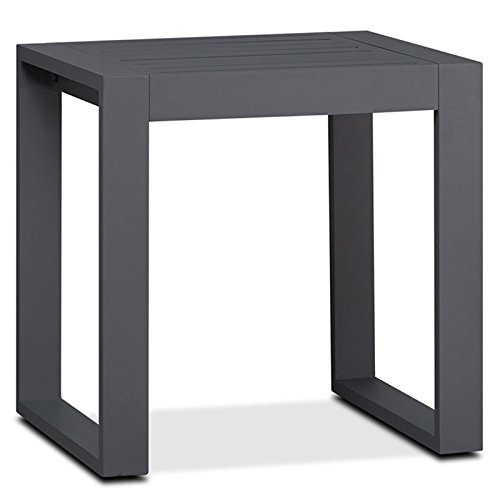 Afuera Living Contemporary Aluminum Patio End Table In Gray (Set Of 2) #TOP4