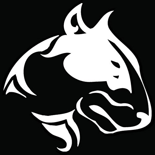 Tribal Bull Terrier Dog Car Truck Window Bumper Vinyl Graphic Decal Sticker- (6 Inch) / (15 Cm) Tall Gloss White Color #TOP8