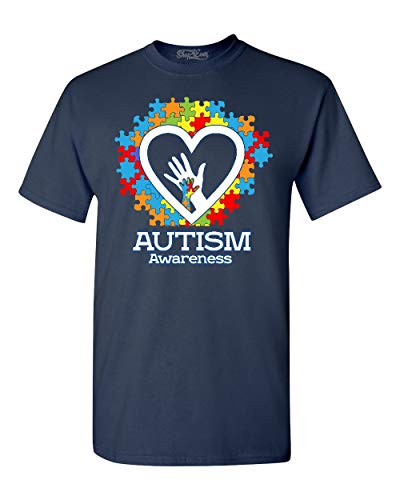 T-shirt autisme original hands in heart en coton col rond