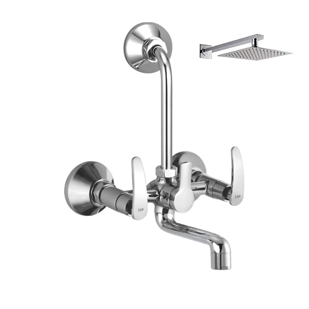 ZAP Arrow Series High Grade 100% Brass Wall Mixer with Overhead Shower System Set and 125mm Long Bend Pipe for Bathroom (Chrome Finish) (B08SNSV7PS) Amazon Price History, Amazon Price Tracker