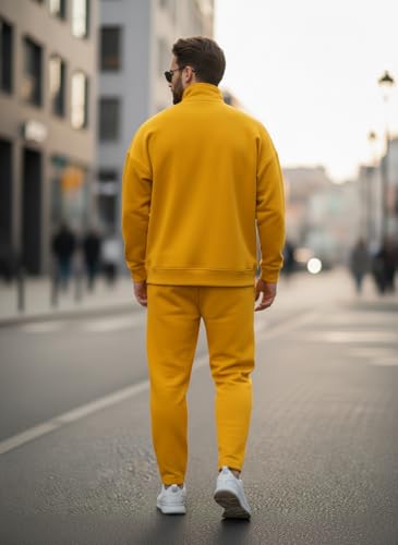 Image of Mack Jonney Solid Half Zipper Track Suit for men | Co-ord Set | Warm Fleece Tracksuit Set | Full Sleeve Sweatshirt