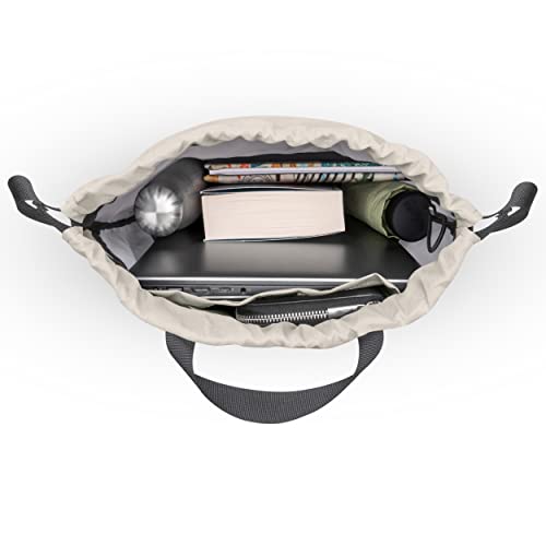 LARKSON Drawstring Bag Women & Men Beige Grey - No 7 - Gym Bag for Girls & Boys - Sports Sack with Inside Pocket - Image 4