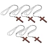 Abaodam 5 Stück 5 Stück Holzkreuz Halsketten mit Verstellbarer Kordel Handgefertigter Christlicher Holzanhänger für Damen und Herren Religiöses Schmuck Accessoire für Alltag und